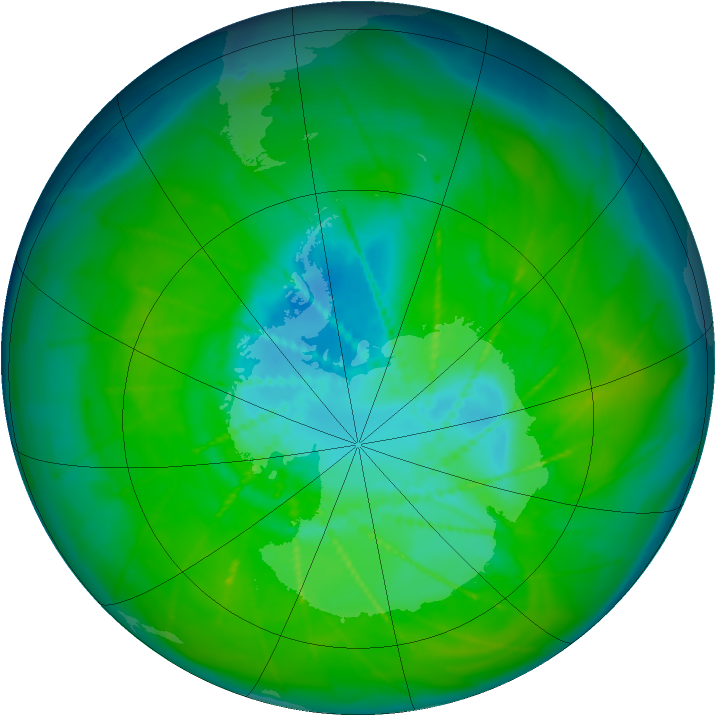Antarctic ozone map for 13 December 2009